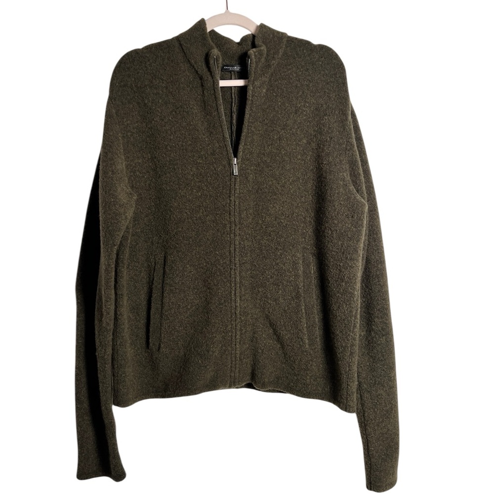 Vintage Donna Karan New York Black Label Green Wool Blend Jacket Med Hong Kong